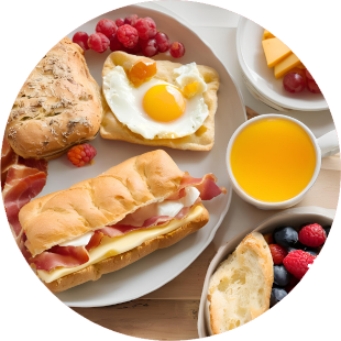 Menu Varie: colazione internazionale, panini e focacce